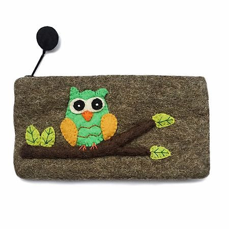 Owl Felted Pencil Case