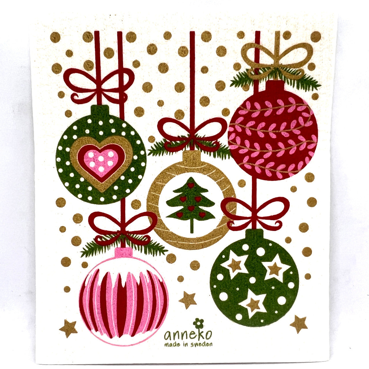 Xmas Ornaments Swedish Dishcloth