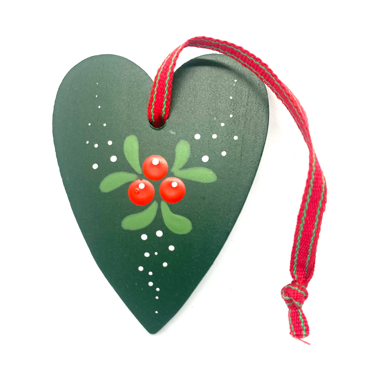 Lingonberry Heart Wood Ornament
