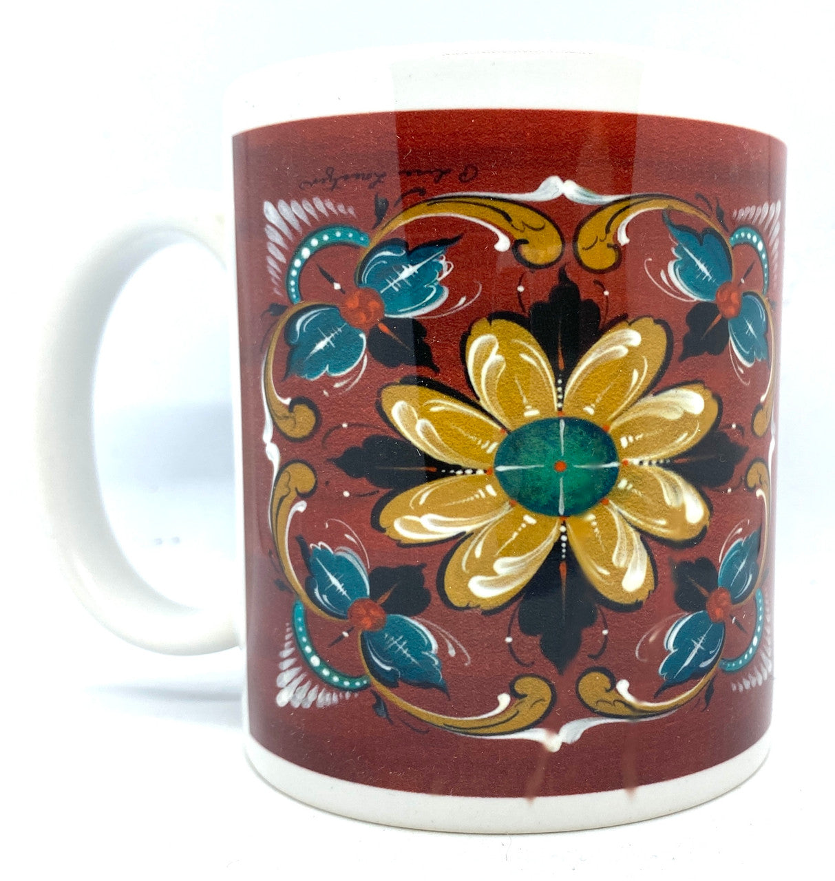 Red Flower Rosemaling Mug