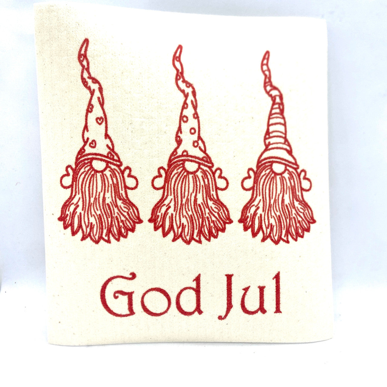 Three Tomten God Jul Swedish Dishcloth