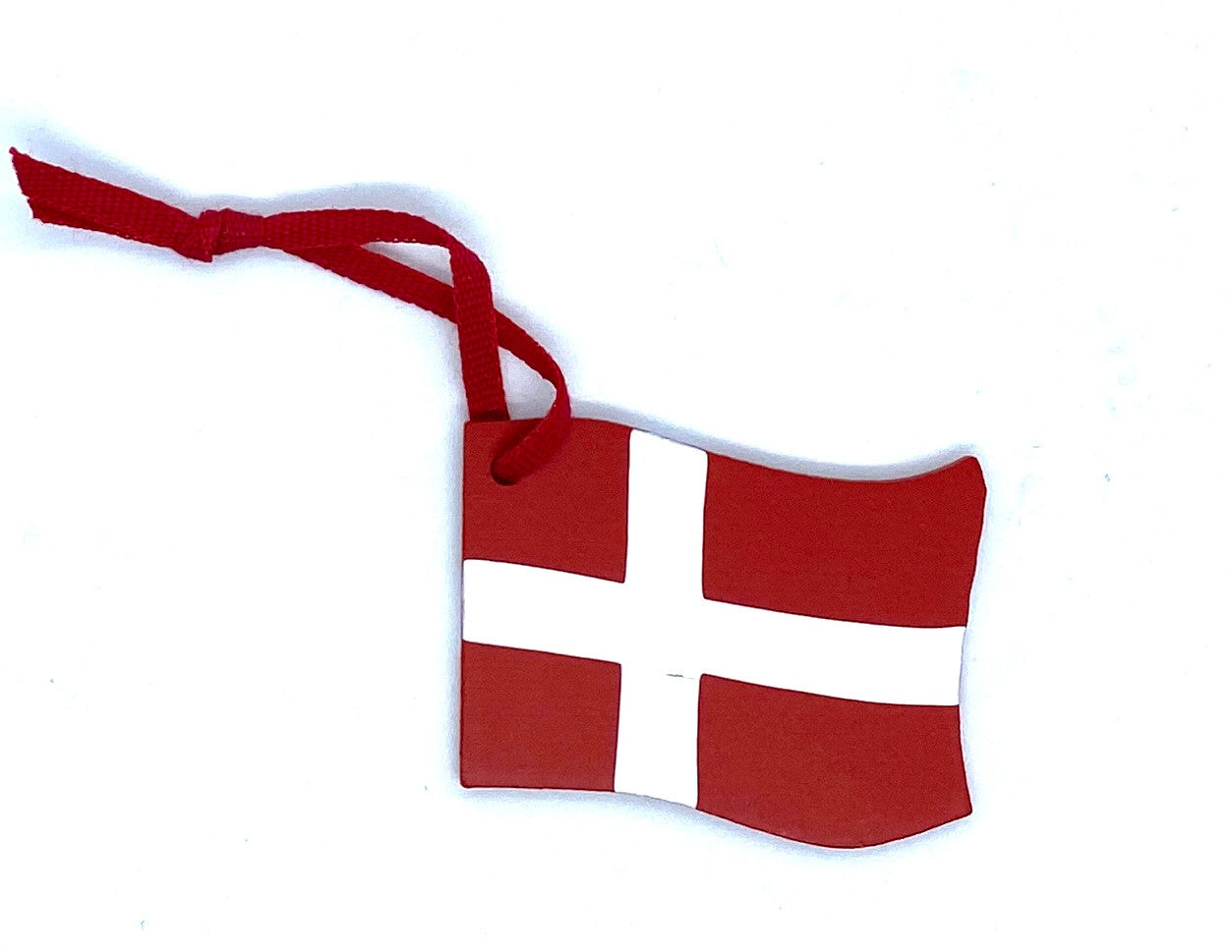 Danish Flag Wood Ornament