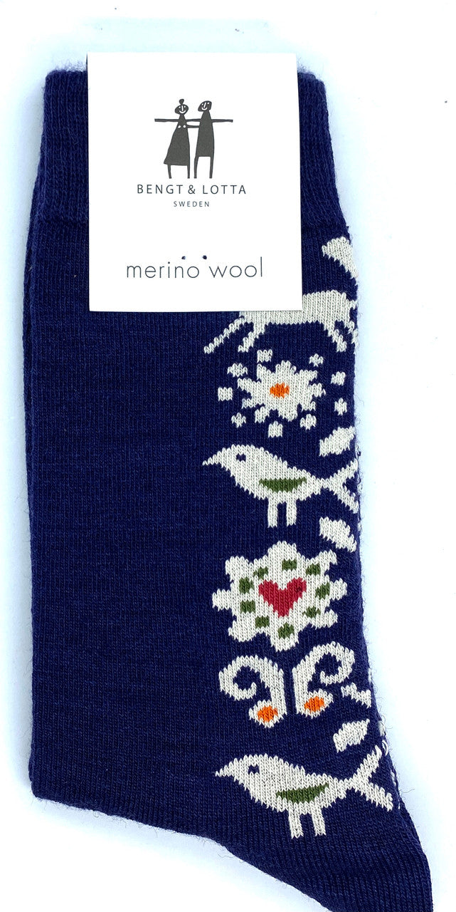 Bengt & Lotta Birds Socks (blue)