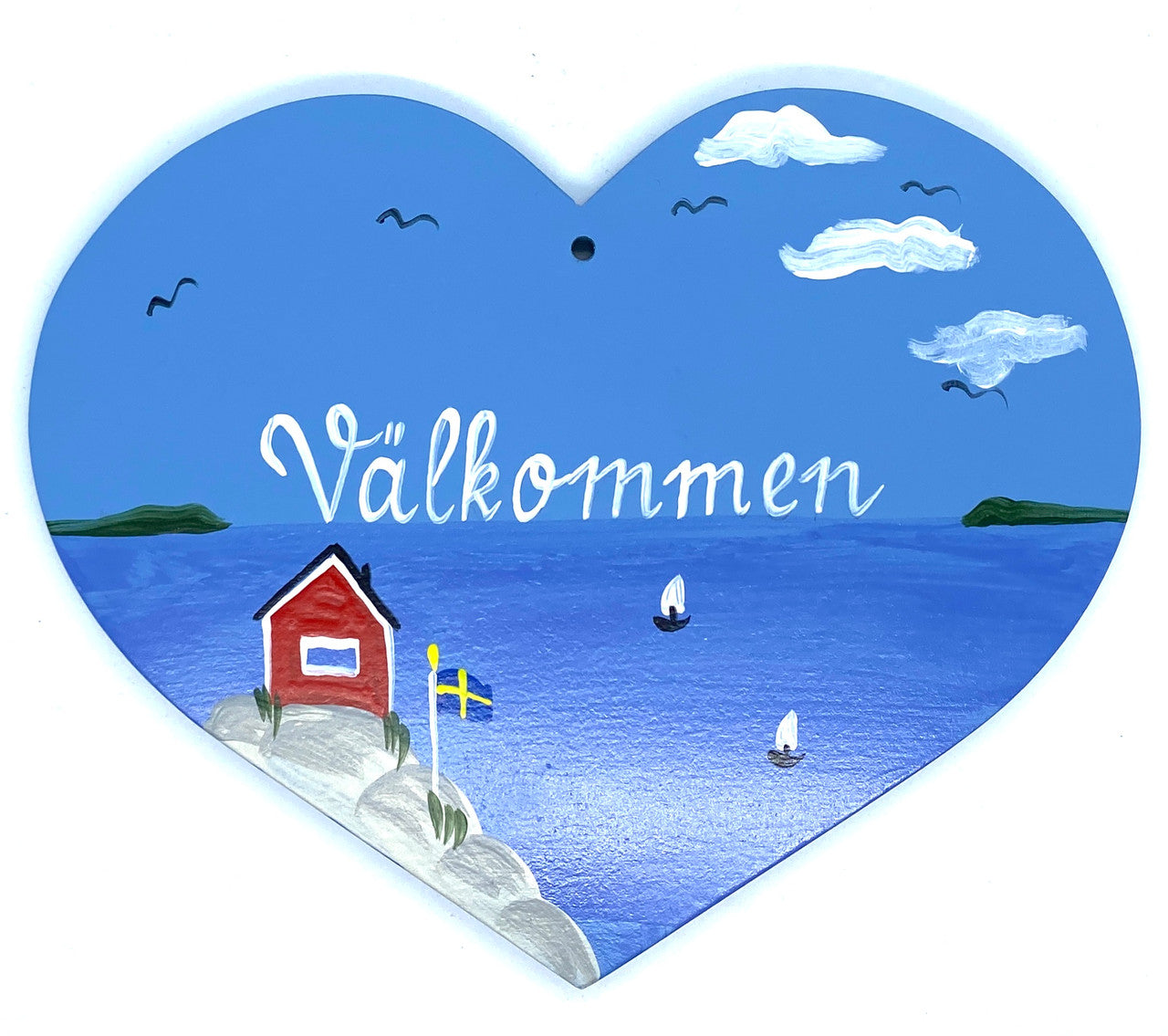 Välkommen Heart Folk Art Sign