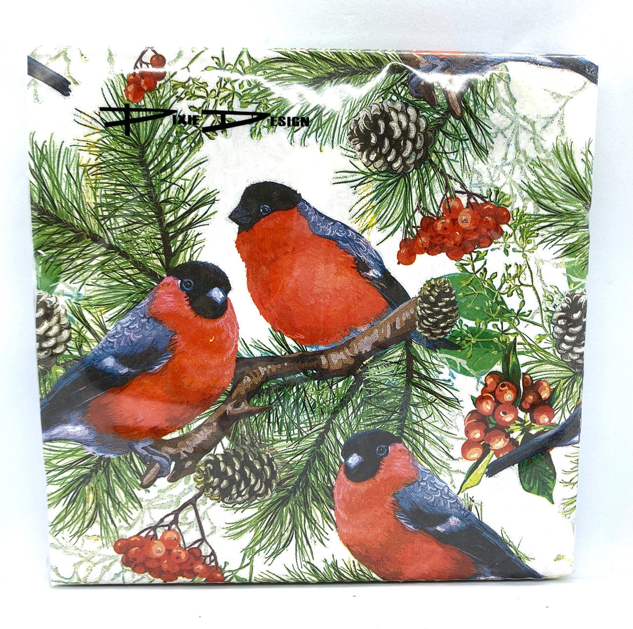 Bullfinch in Pine Tree Cocktail Napkins