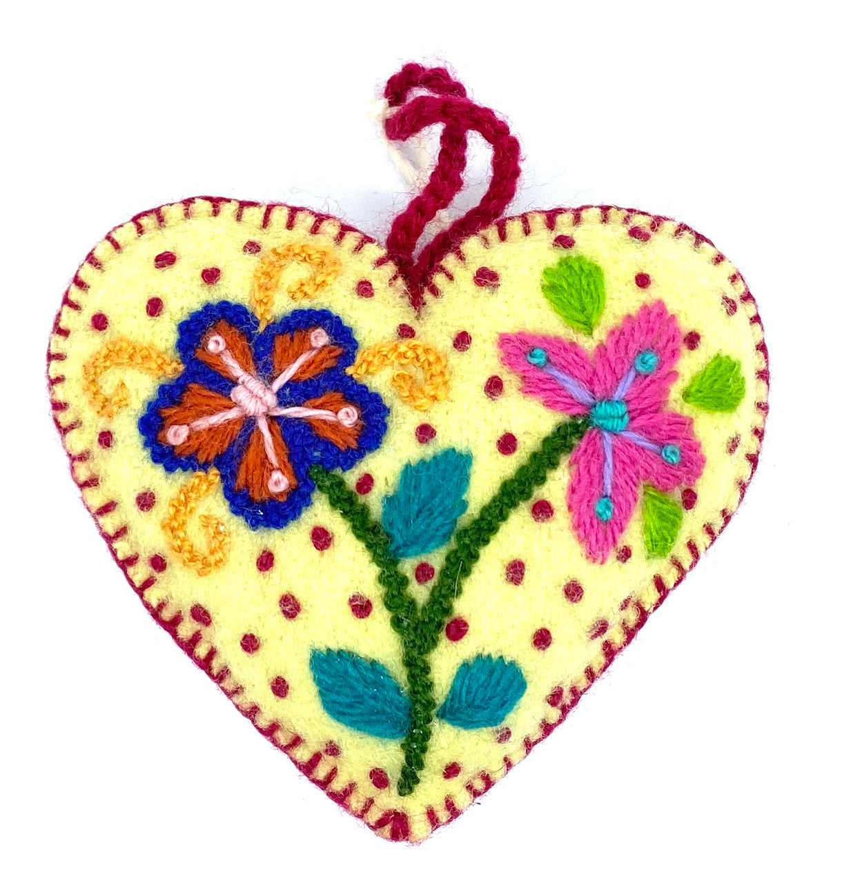 Flower Heart Felt Ornament (yellow)