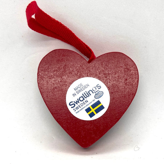 Candy Cane Red Heart Wood Ornament