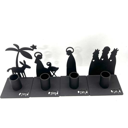 Small Nativity Candle Holders
