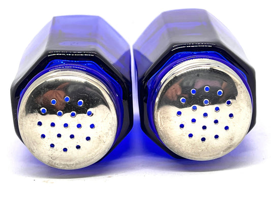Al Johnson's Blue Glass Salt & Pepper Set