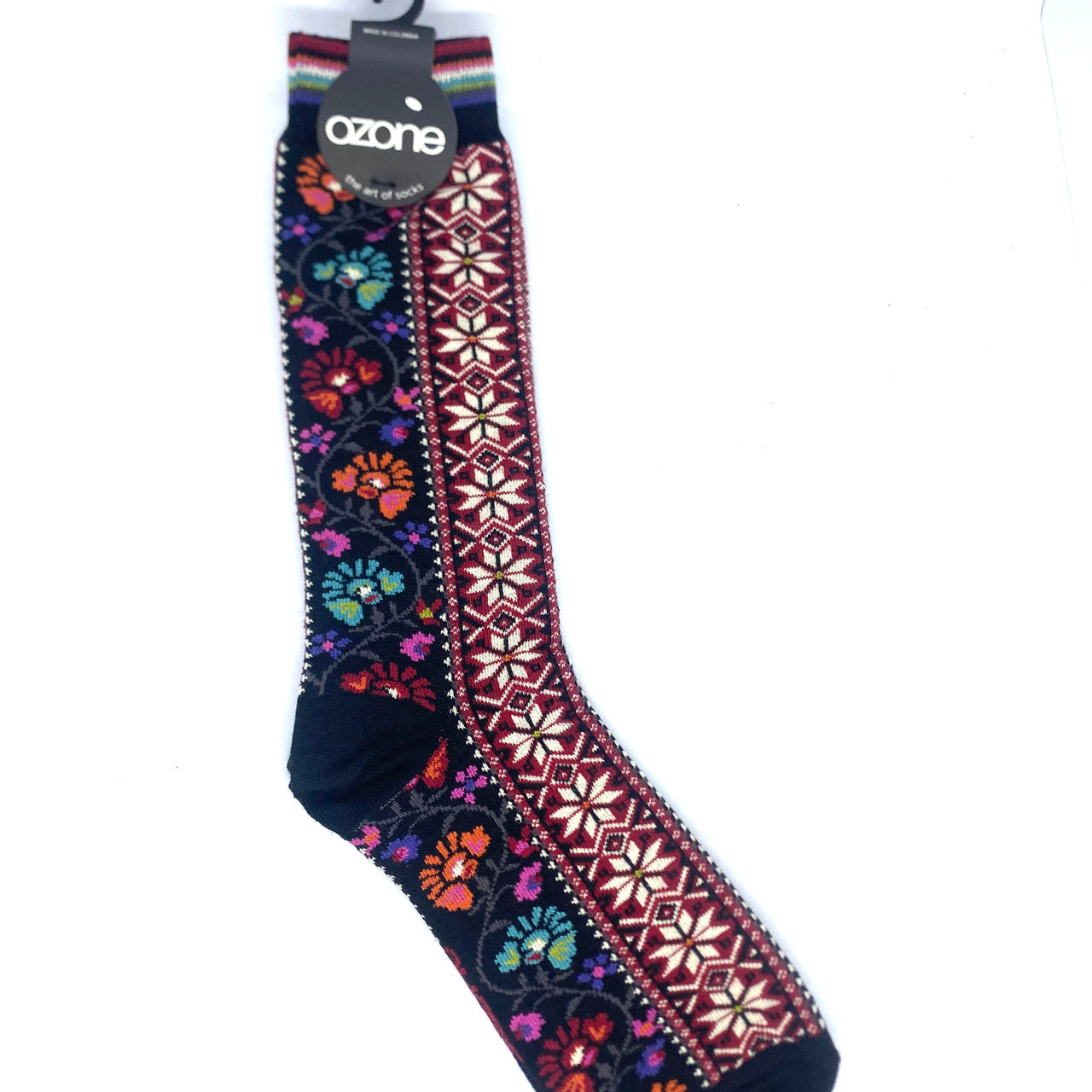 Ozone Nordic Floral Socks (Black)