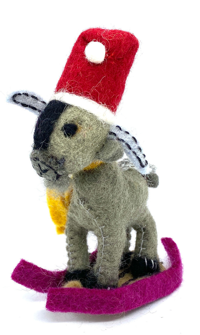 Sledding Goat Felt Ornament