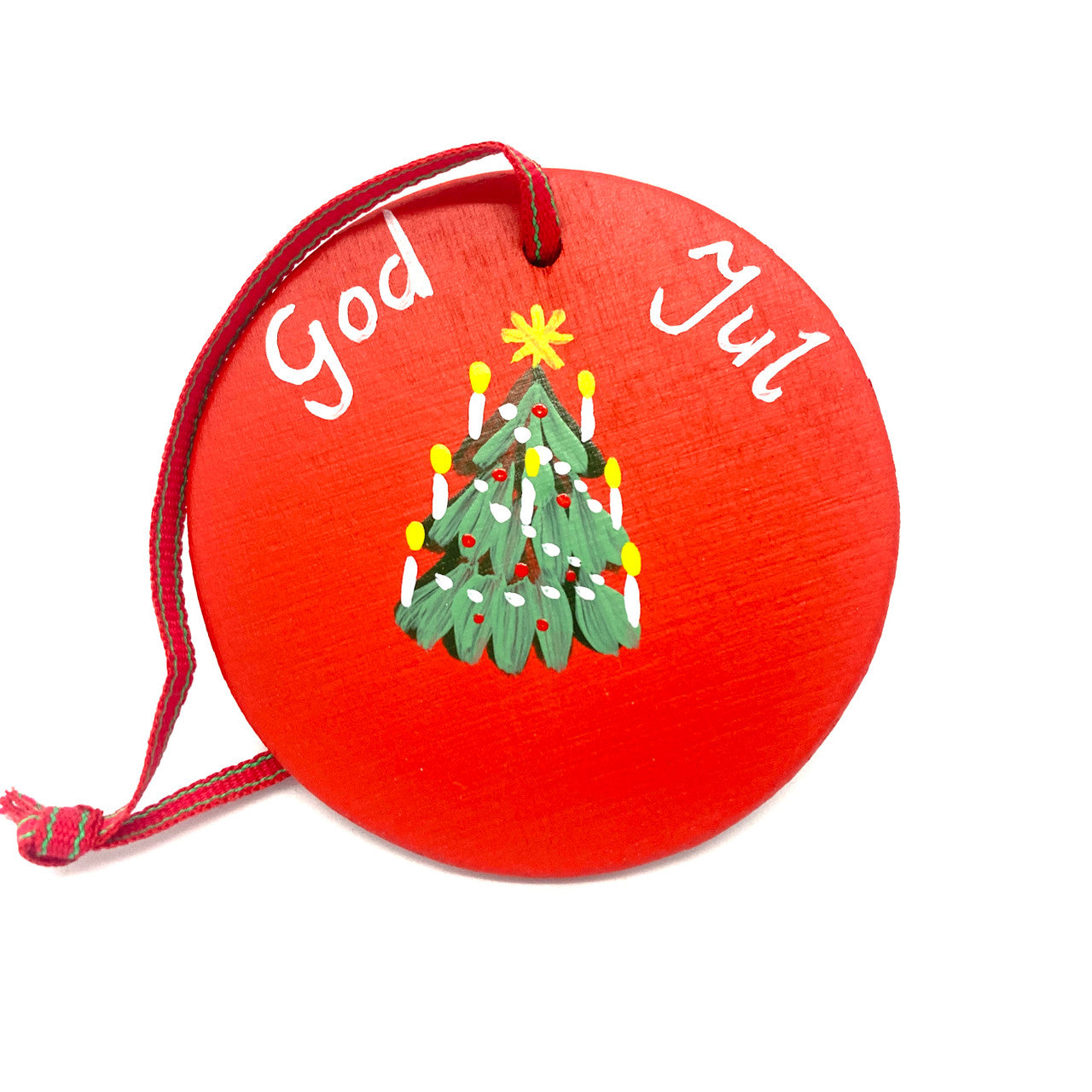 God Jul Xmas Tree Wood Ornament