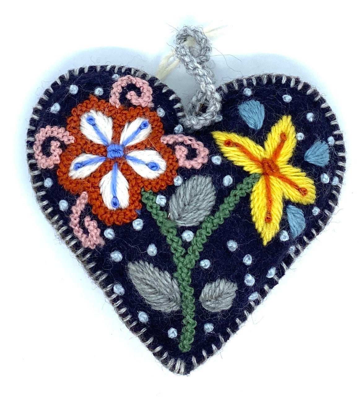 Flower Felt Ornament (charcoal)