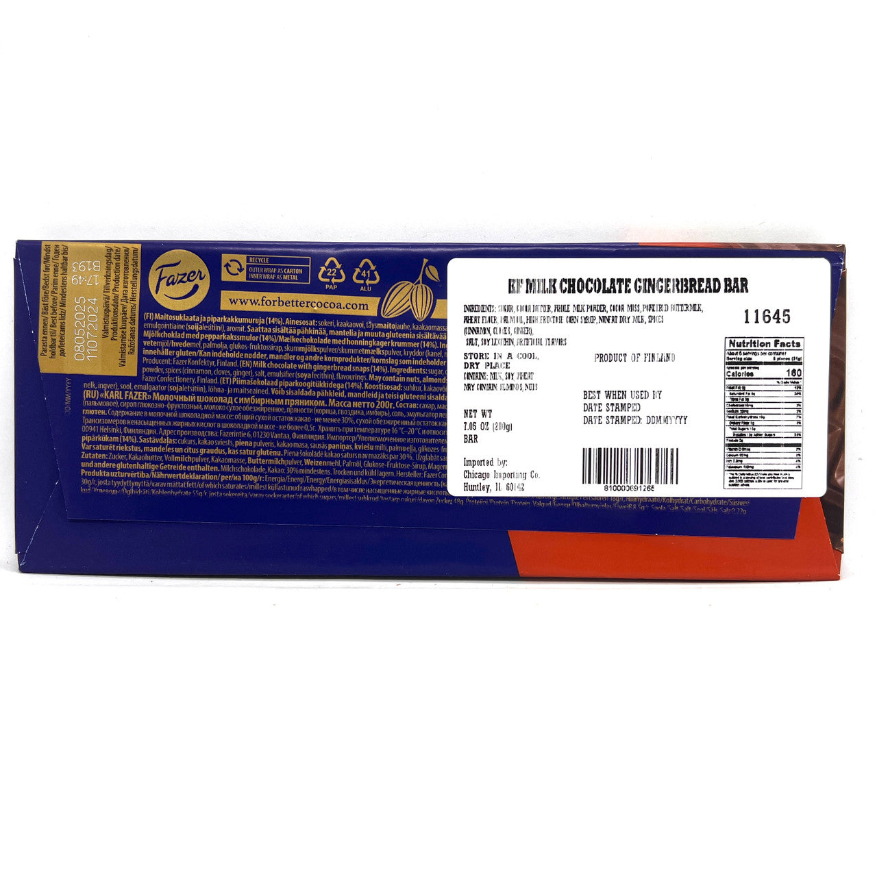 Fazer Holiday Pepparkakor Chocolate Bar