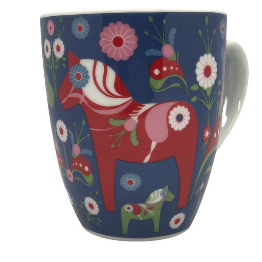 2 Colored Dala Horse Bistro Coffee Mug