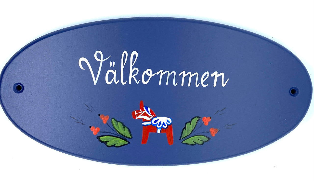 Välkommen Dalahorse Folk Art Sign