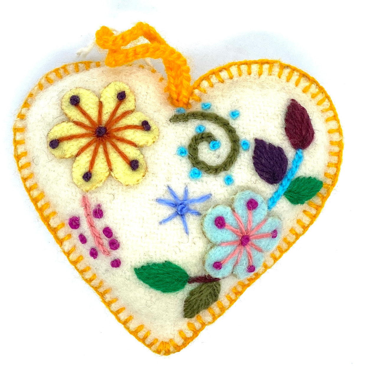 Flower Heart Felt Ornament (cream)
