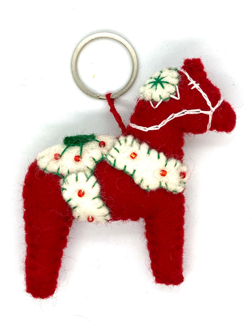 Felt Dala Horse Key Ring