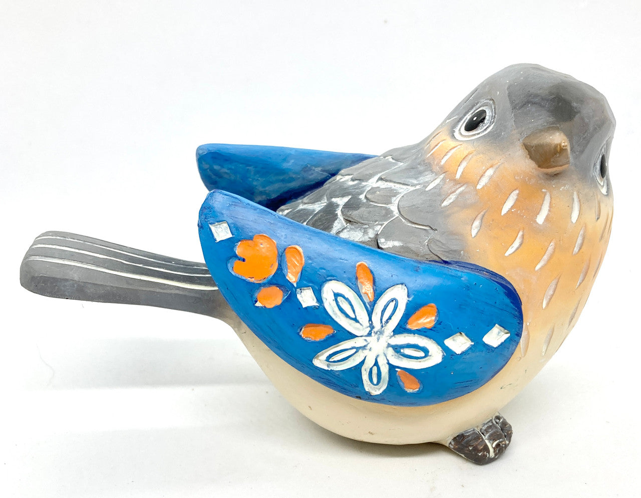 Resin Sitting Bird (Blue Wings)