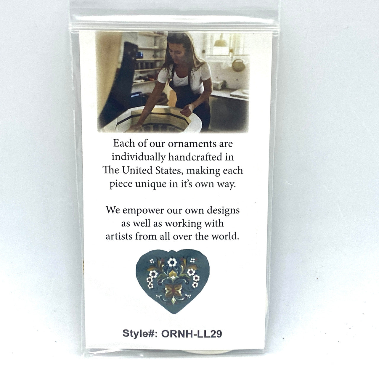 Blue Rosemaling Heart Ceramic Ornament