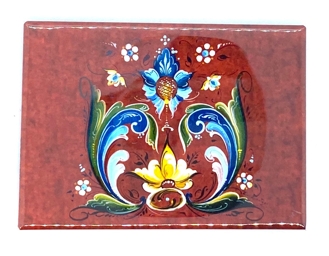 Lise Lorentzen Red Rosemaling Magnet