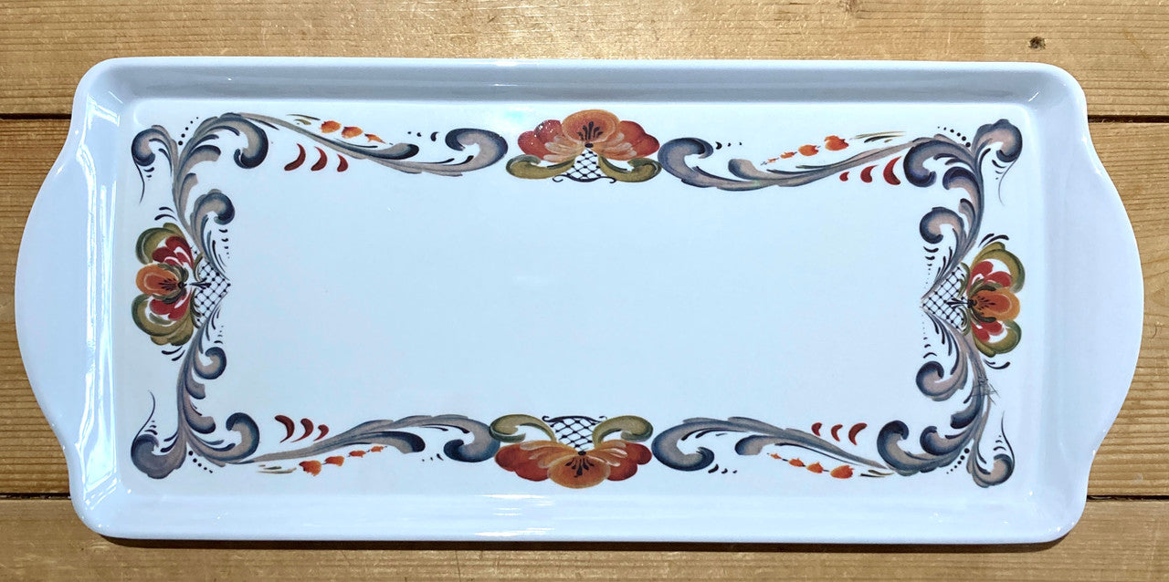 Floral Border Folk Art Serving Tray