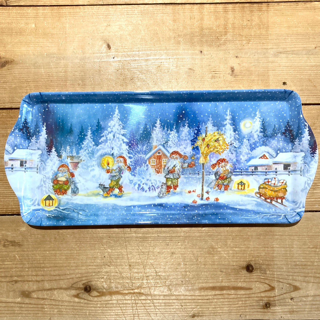 Gnome Winter Scene Serving Tray