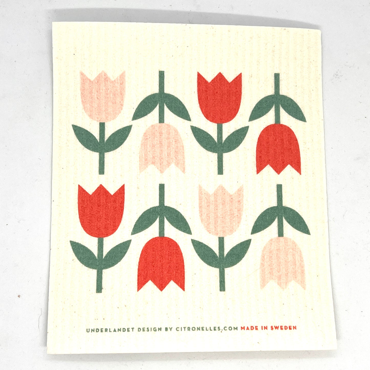Pink and Red Tulips Swedish Dishcloth