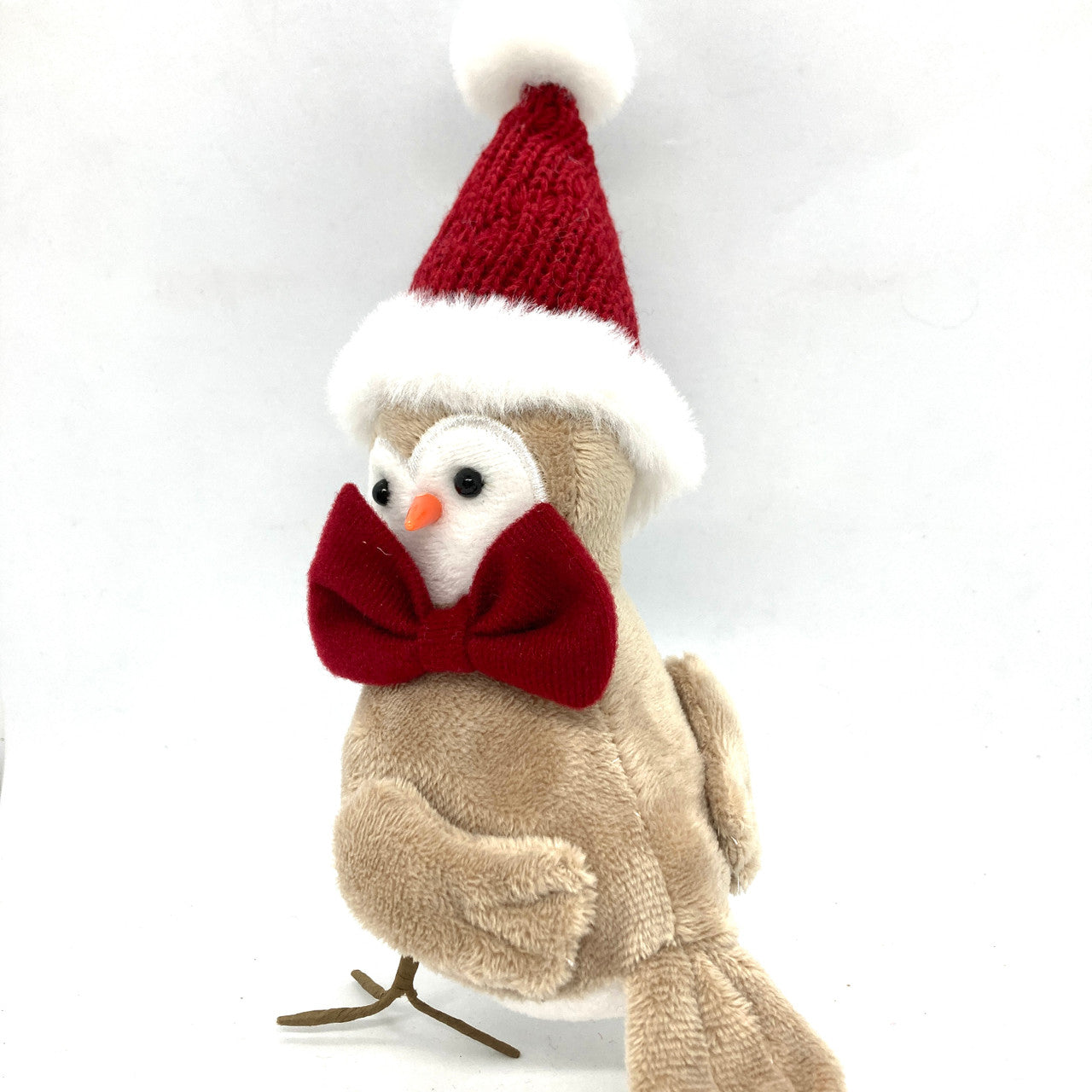 Plush Winter Owl (Red Hat & Bowtie)