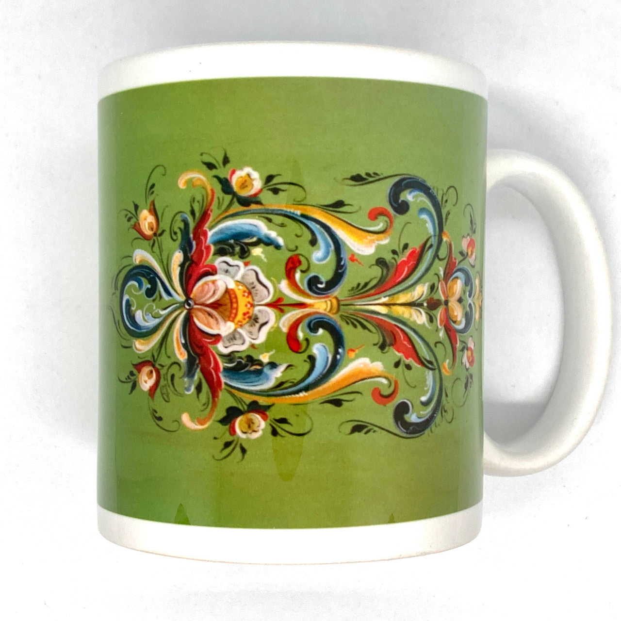 Lise Lorentzen Green Rosemaling Mug