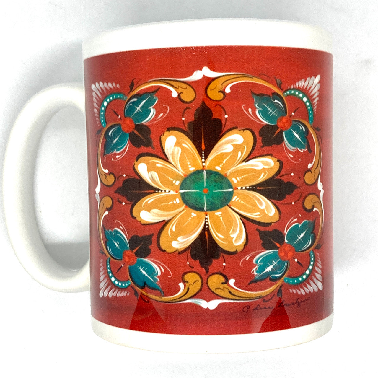 Lise Lorentzen Red Flower Rosemaling Mug