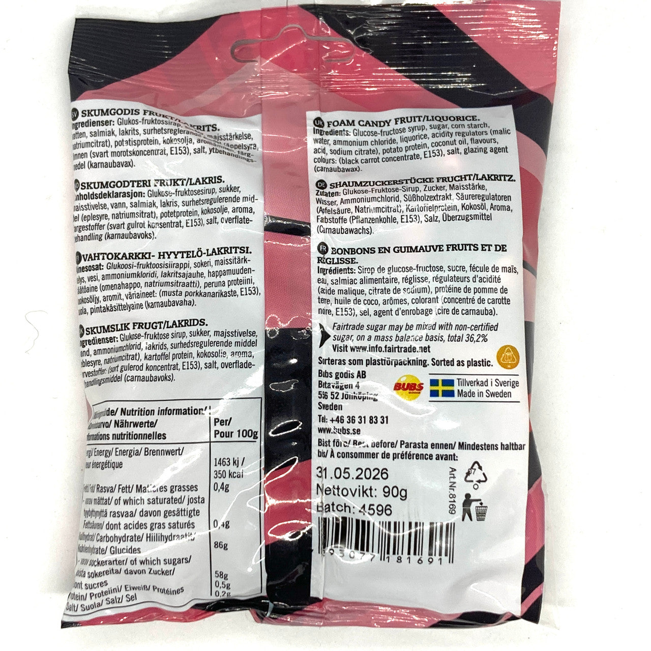 Bubs Raspberry Licorice Skulls Foam Candy