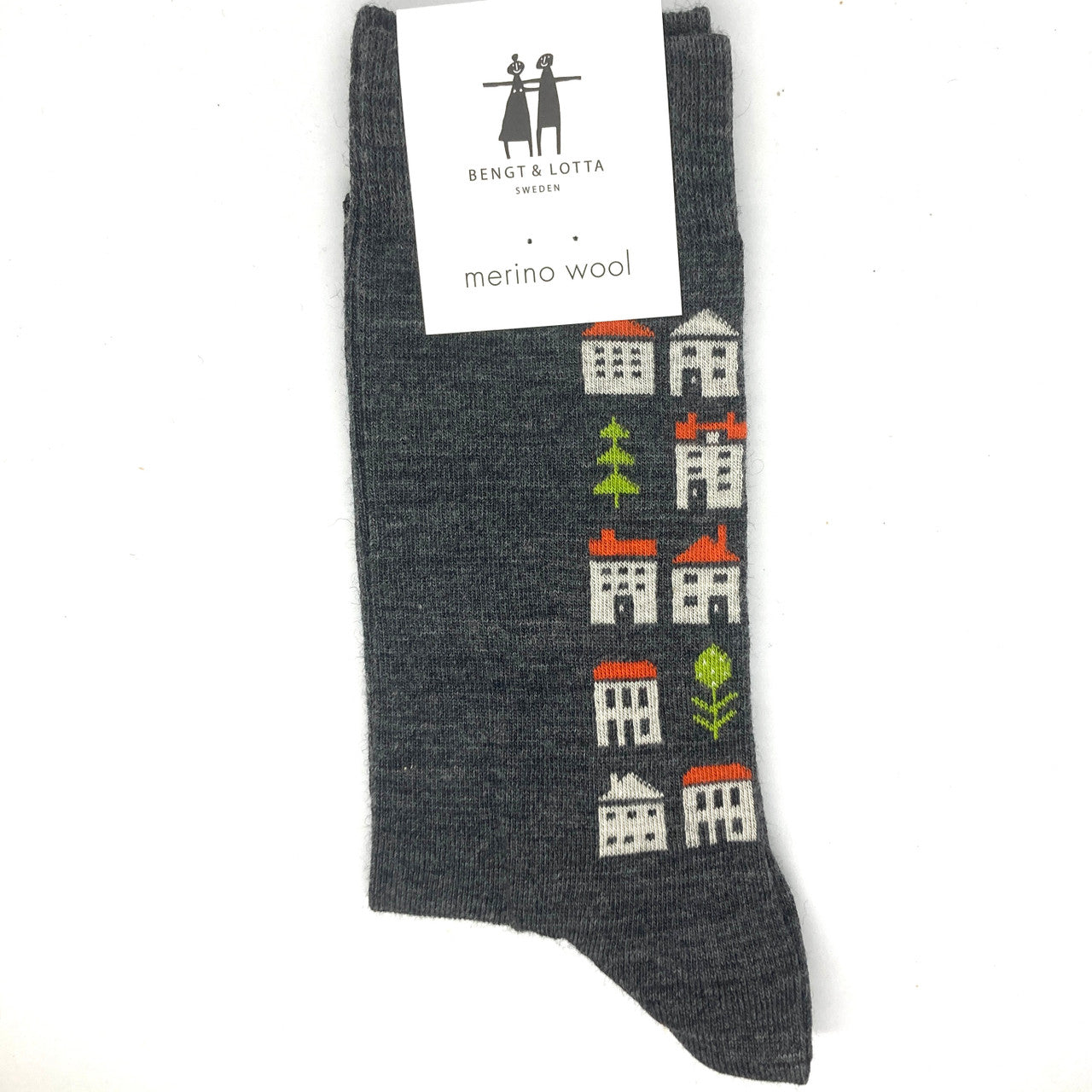 Bengt & Lotta "Houses" Socks (Charcoal)