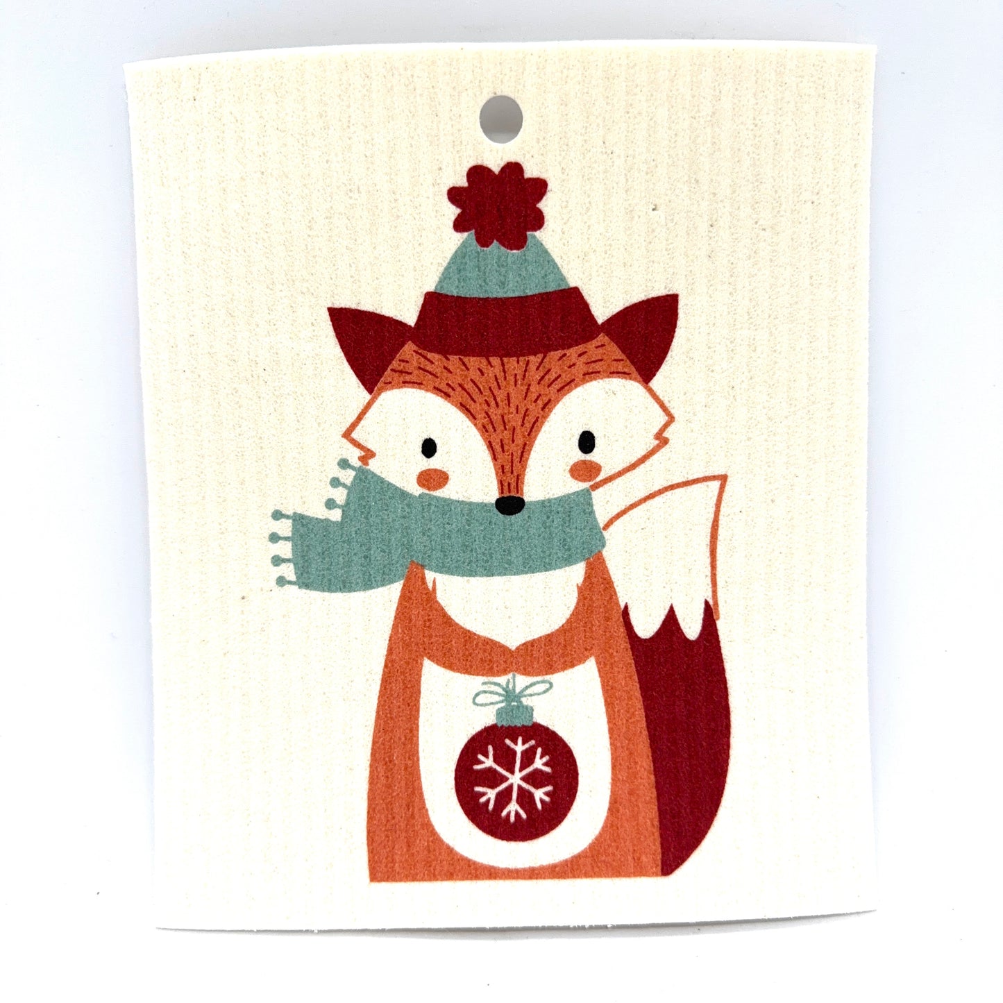 Xmas Fox Swedish Dishcloth