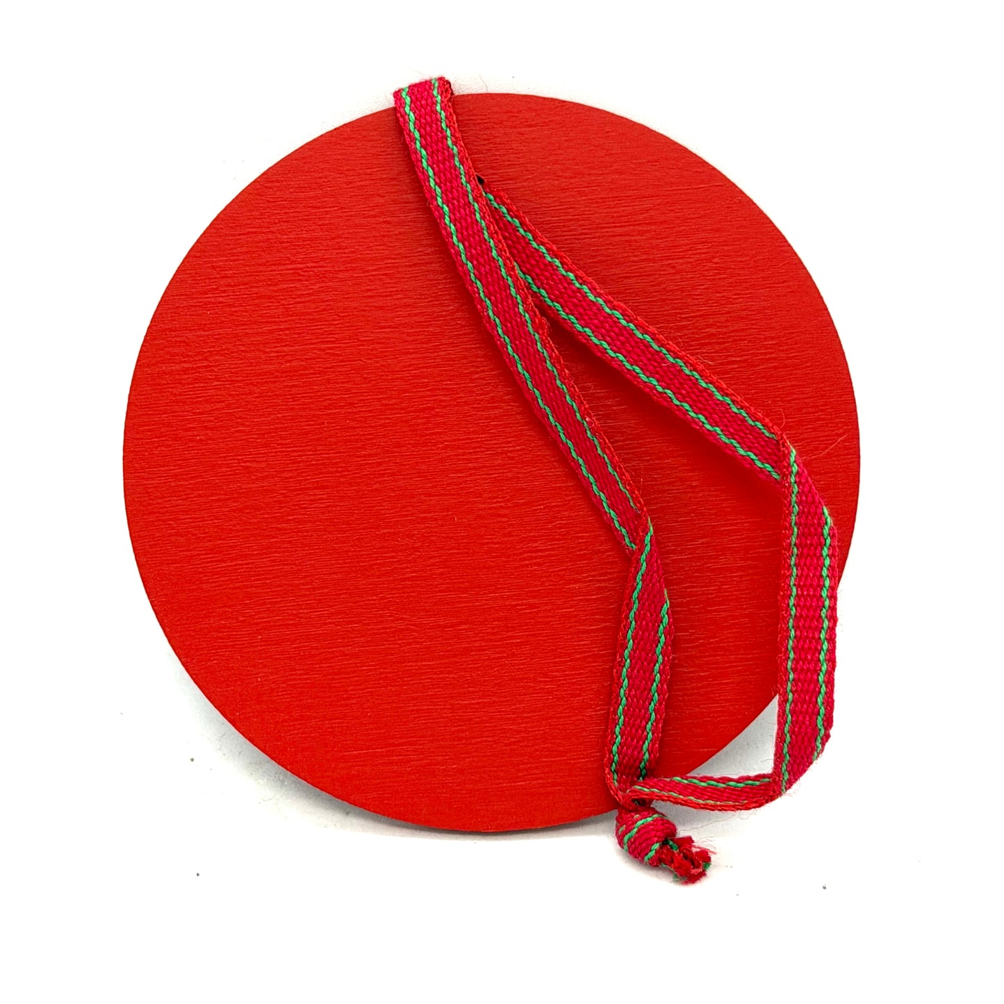 Red Holly Round Wood Ornament