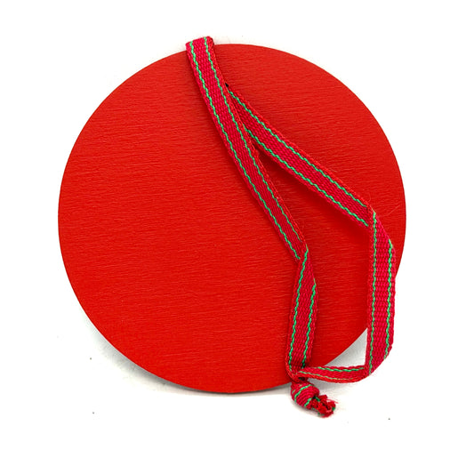 Red Holly Round Wood Ornament