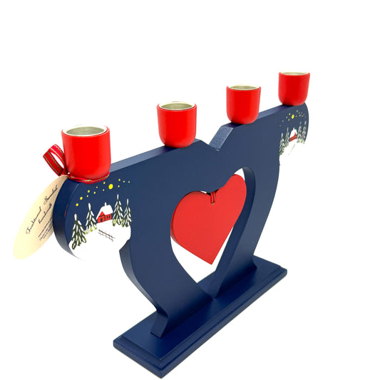 Winter Cabin Heart Candelabra