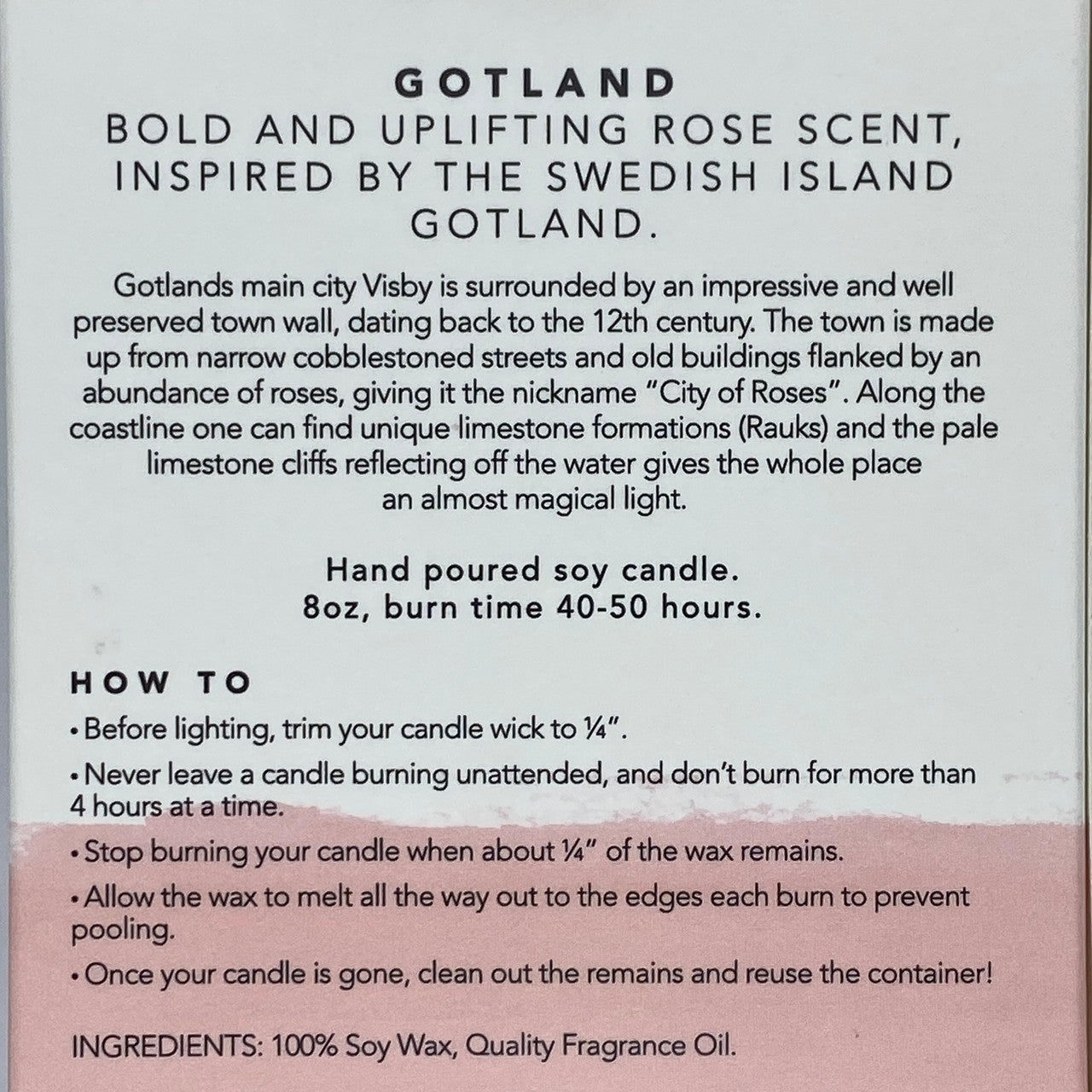8 oz Rose Scented Gotland Soy Candle