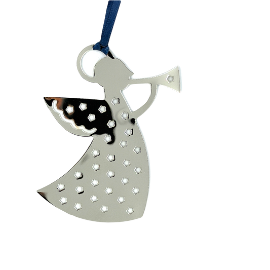 Silver Trumpet Angel Hanging Decoration