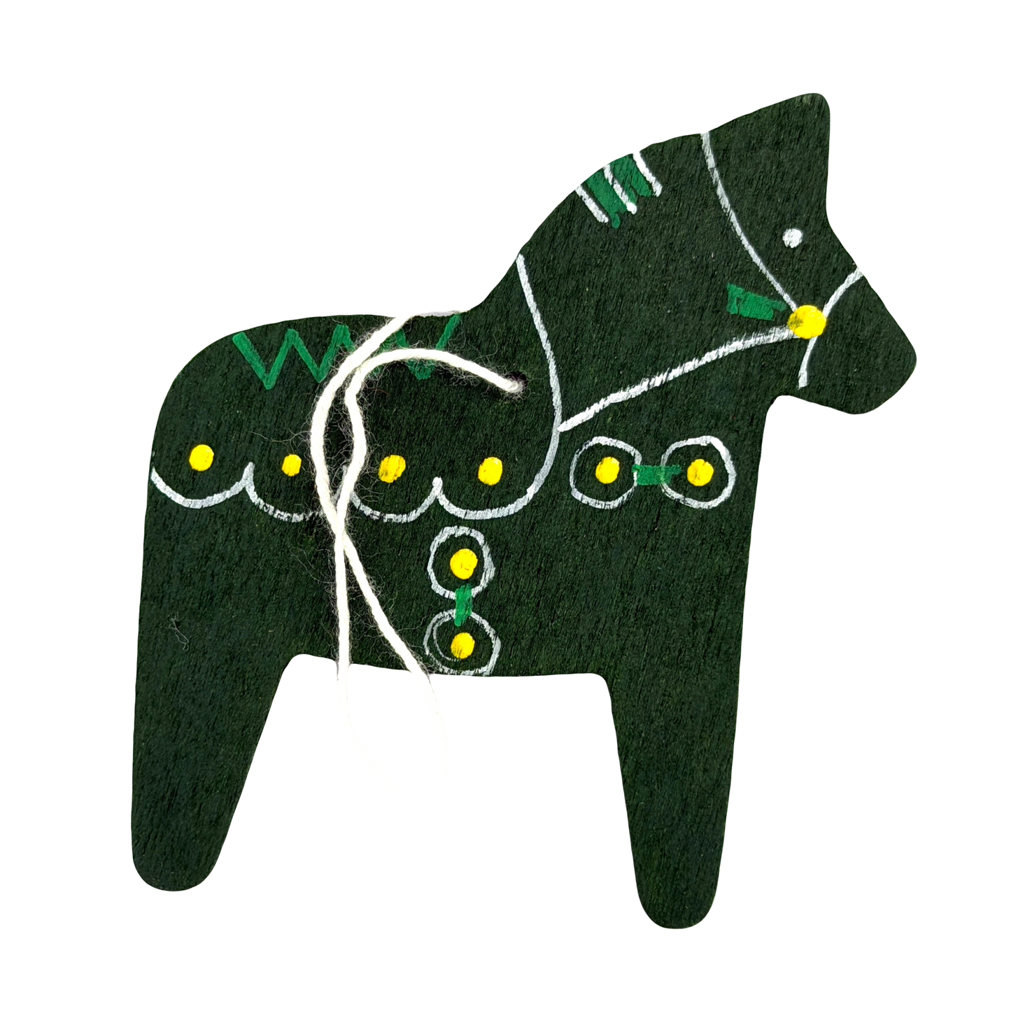Vintage Green Dalahorse Wood Ornament