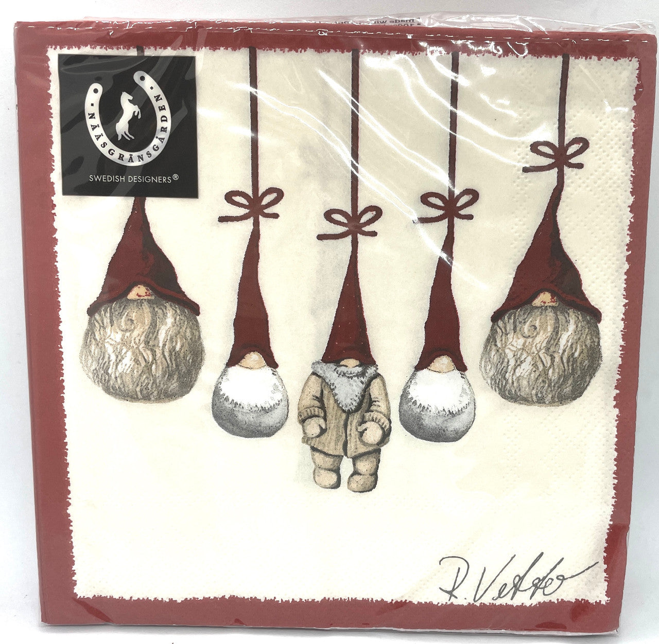 Five Tomten Swedish Dinner Napkins