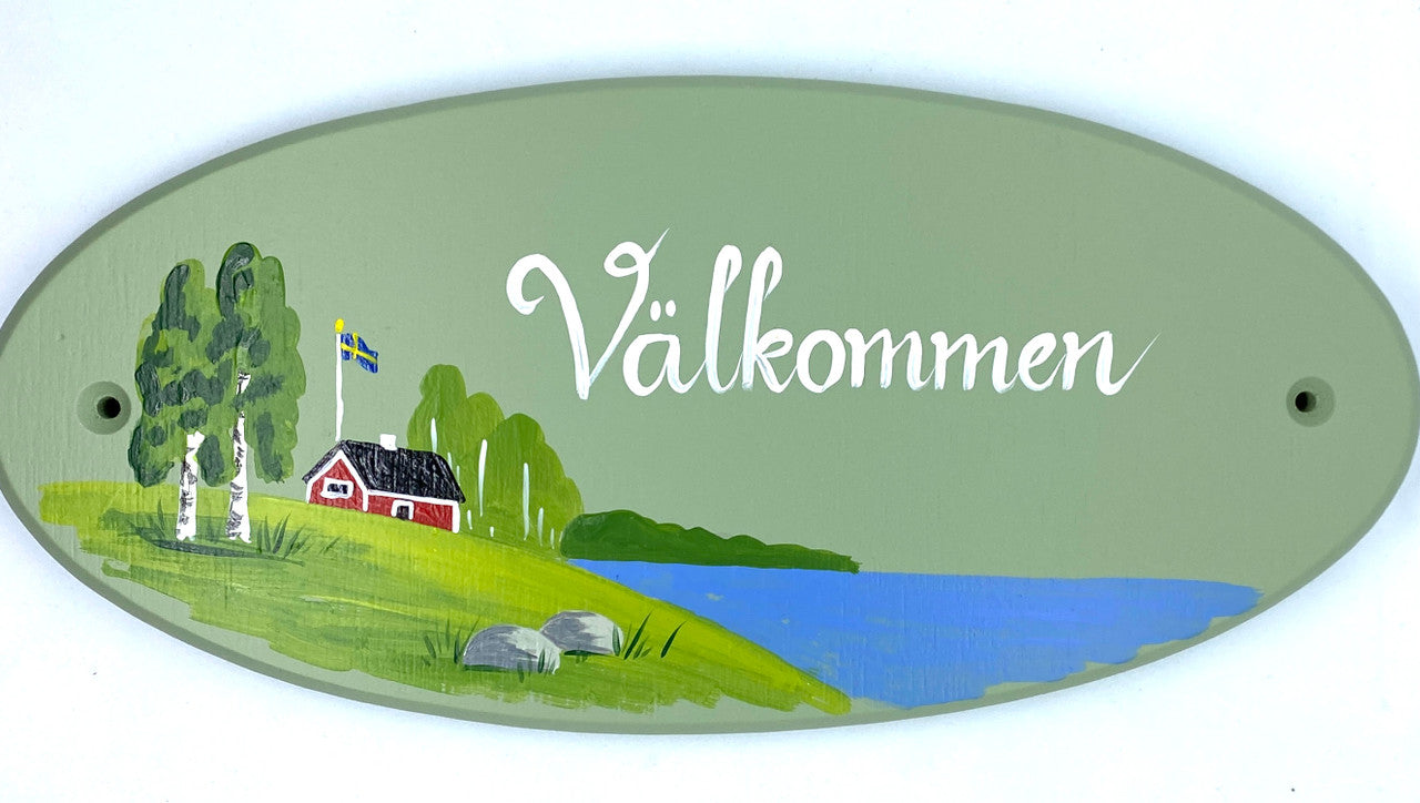 Välkommen Lake House Folk Art Sign