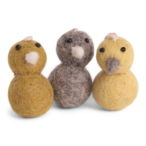 Mini Round Chickens Felt Ornament