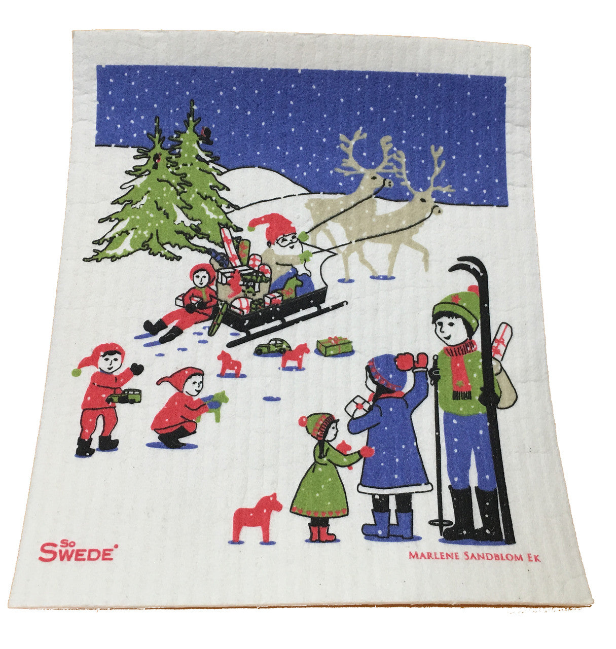 Sled Ride Swedish Dishcloth