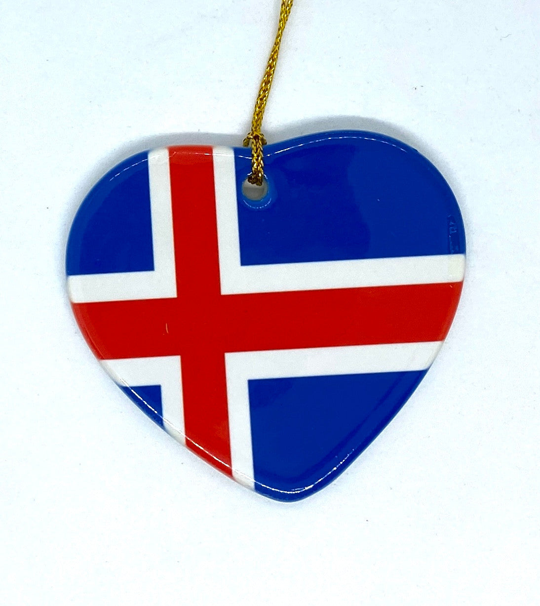 Icelandic Flag Heart Ceramic Ornament