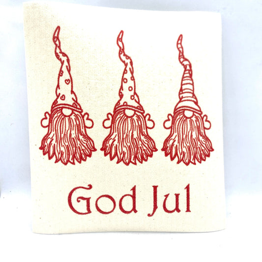 Three Tomten God Jul Swedish Dishcloth