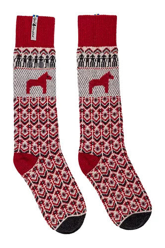 Dalarna Röd Wool Socks (Medium)