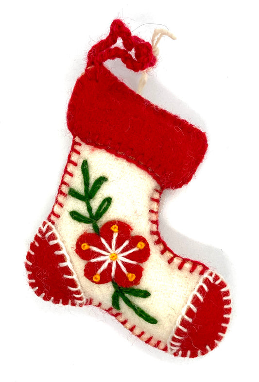 Stocking Felt Ornament (white)