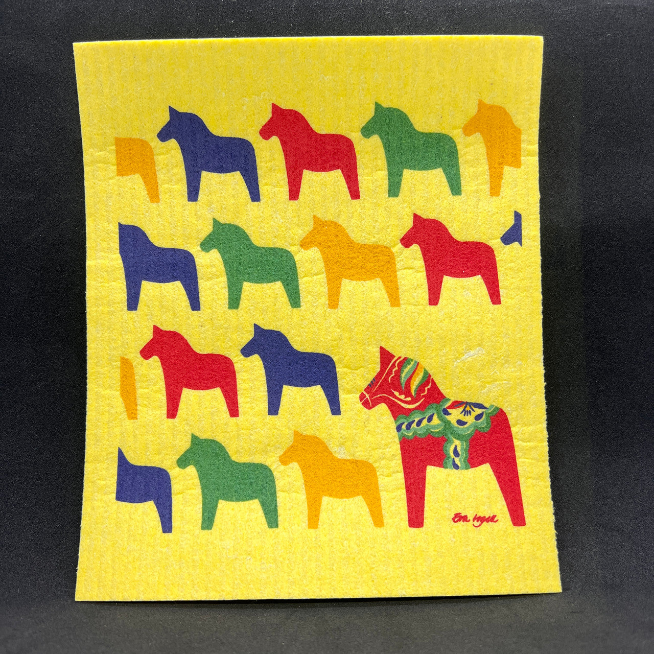 Yellow Dalahorse Swedish Dishcloth