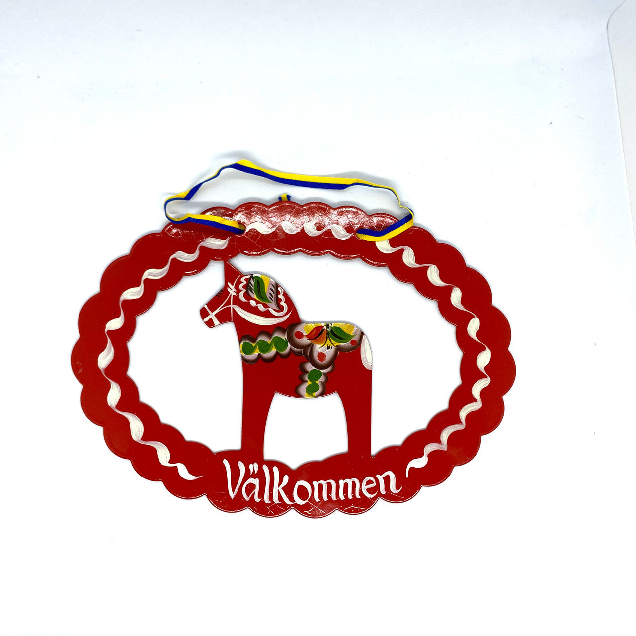 Grannas Metal Dala Horse Valkommen Sign